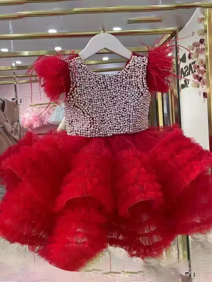 Vestito elegante bimba per cerimonia  con tulle