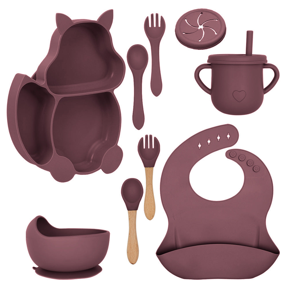 Set Pappa A forma di Scoiattolo in Silicone 9 Pezzi per Bambini – Antiscivolo