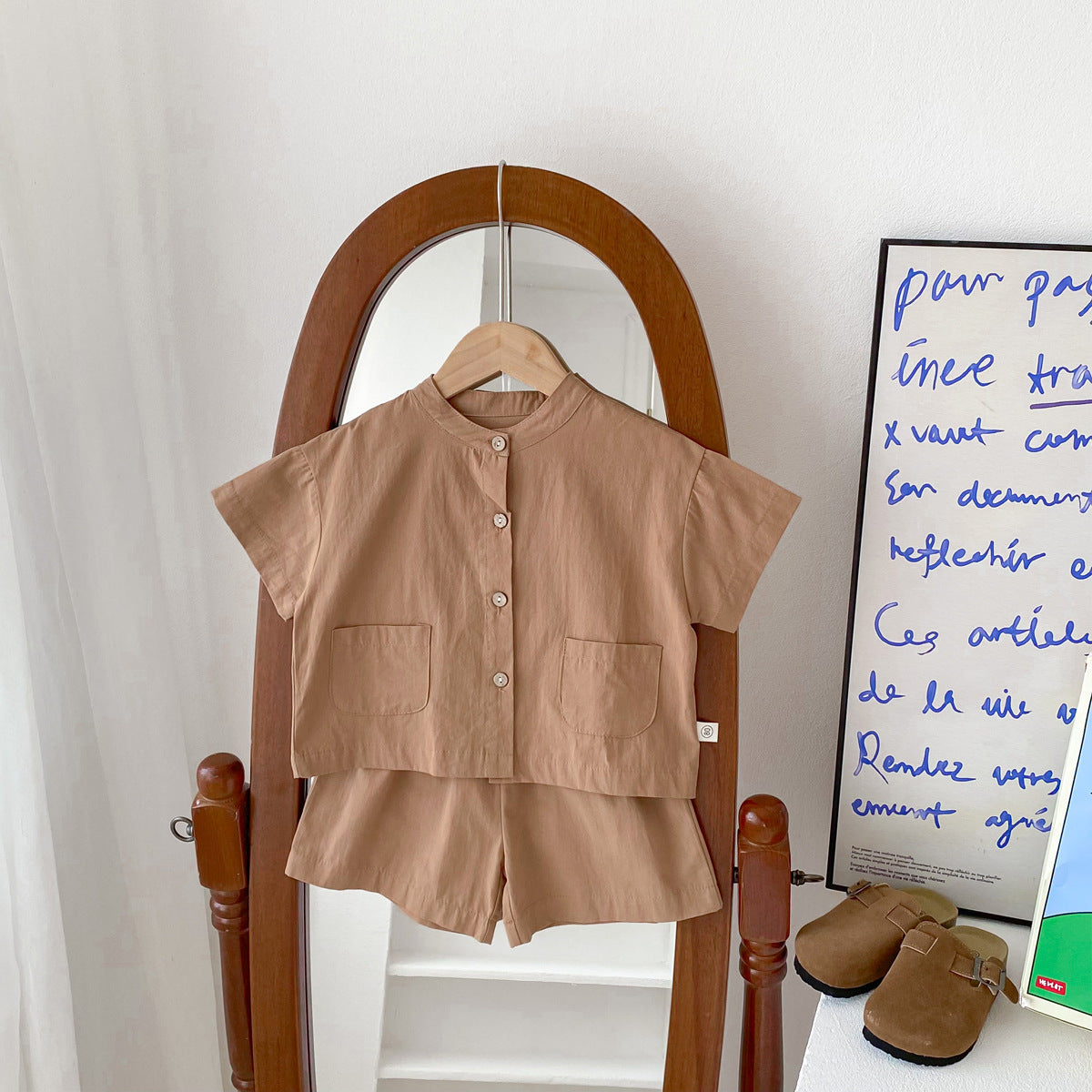 Completo estivo bimbo in cotone  Camicia con pantaloncini coordinati
