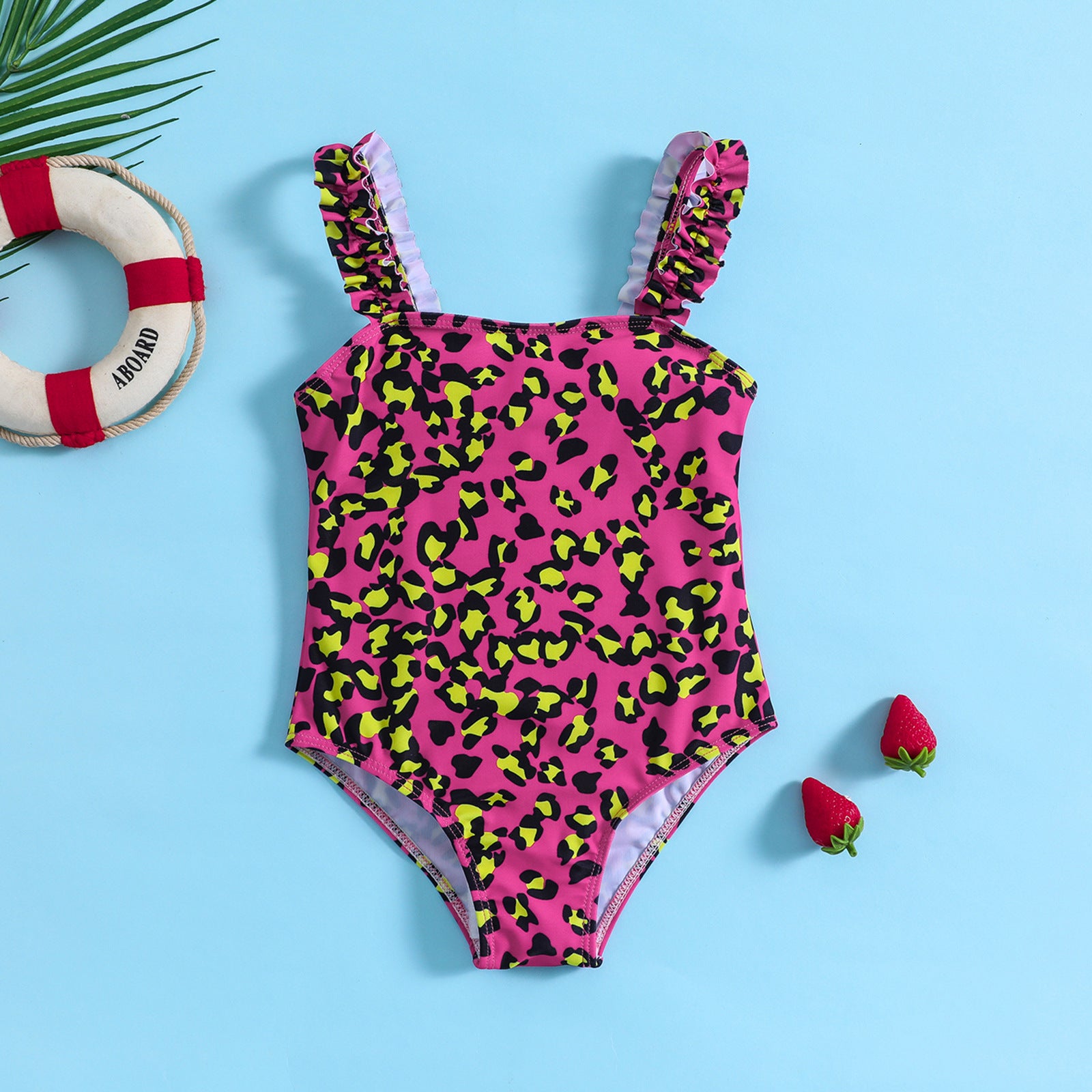 Costume intero bambina  Stampa animalier fucsia