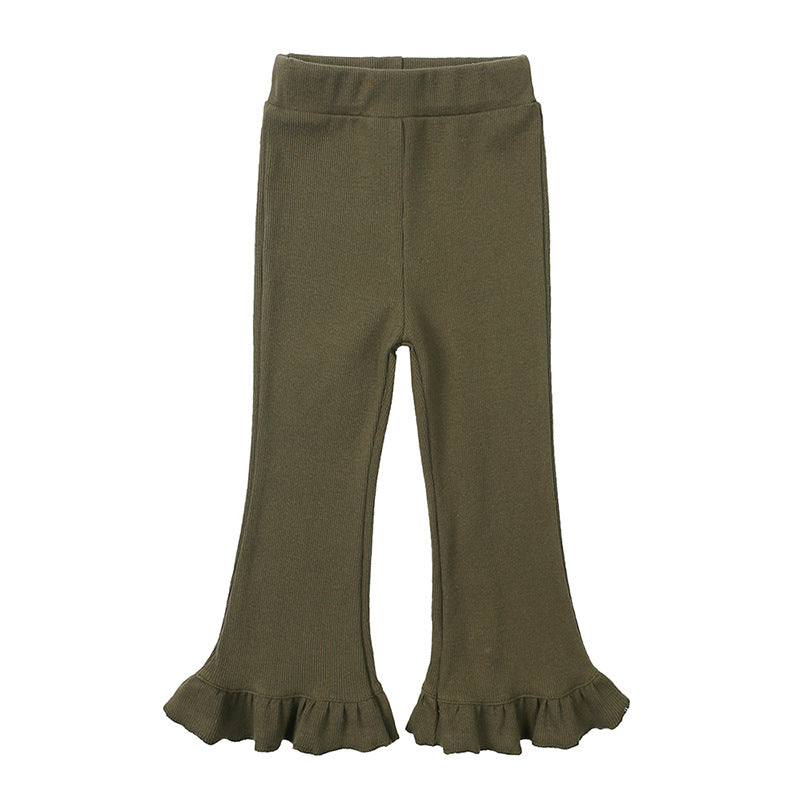 Leggings Bambina con Volant al Fondo   Modello Svasato  Vari Colori