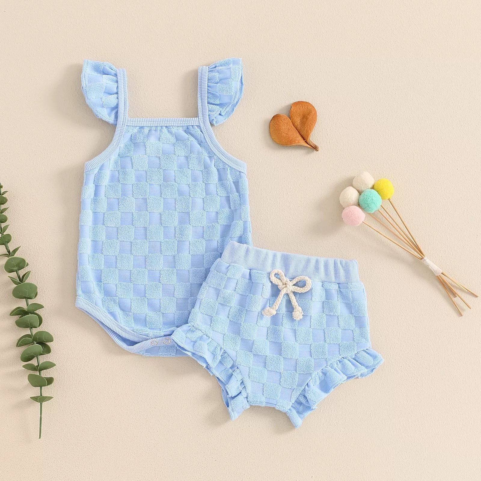 Completo estivo per bambina in maglia lavorata  2pz