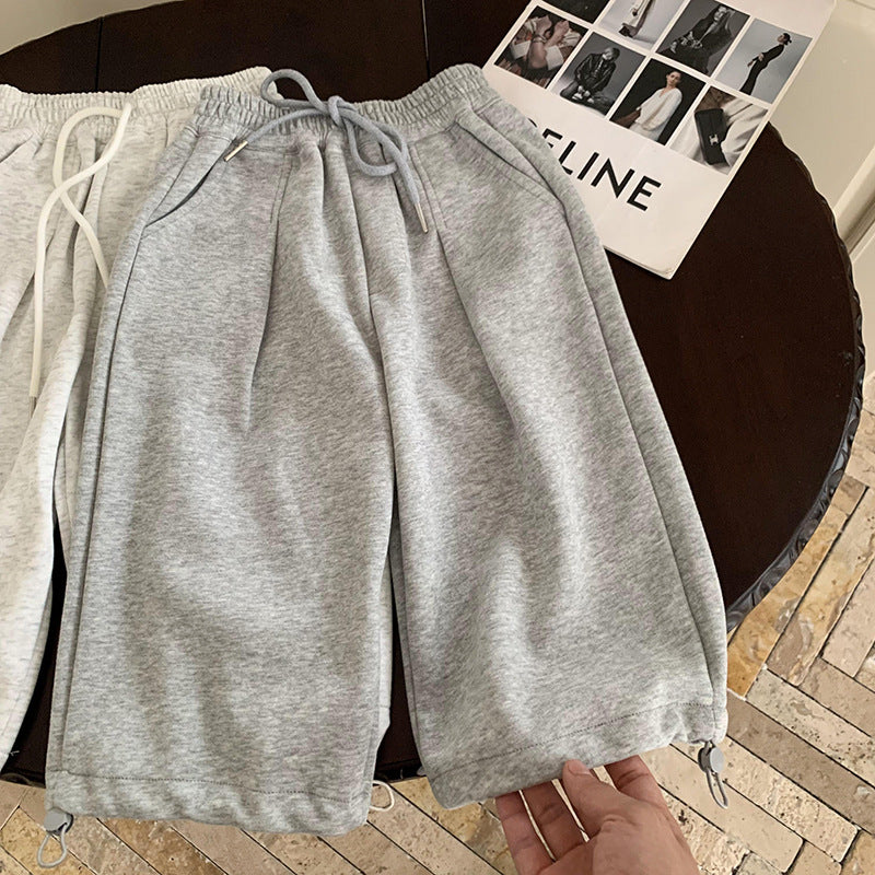 Pantaloni  Bambino/a in Felpa Neri con Coulisse e Fondo Regolabile