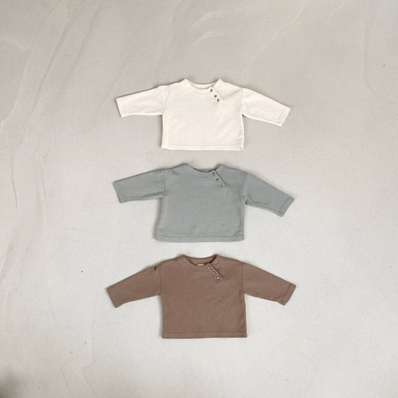 Maglietta a Manica Lunga Neonato/Bambino con Bottoncini – Basic Cotone Morbido