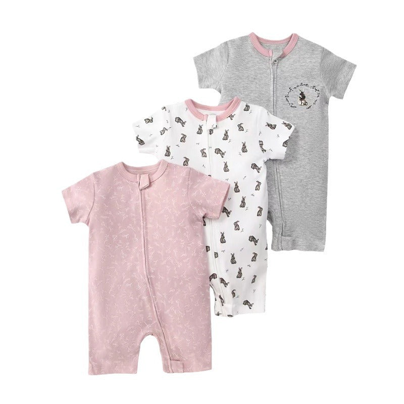 Set 3 Tutine Neonato Estive – Con Zip e Stampe Tenere