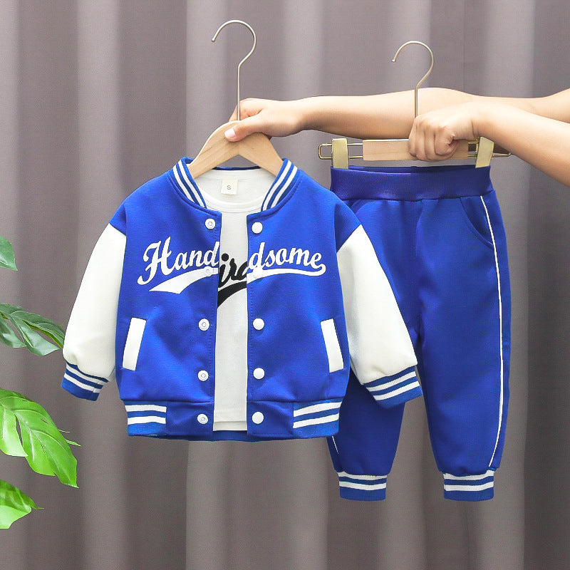 Completo Bimbo stile college con felpa bomber "Handsome" e pantaloni sportivi