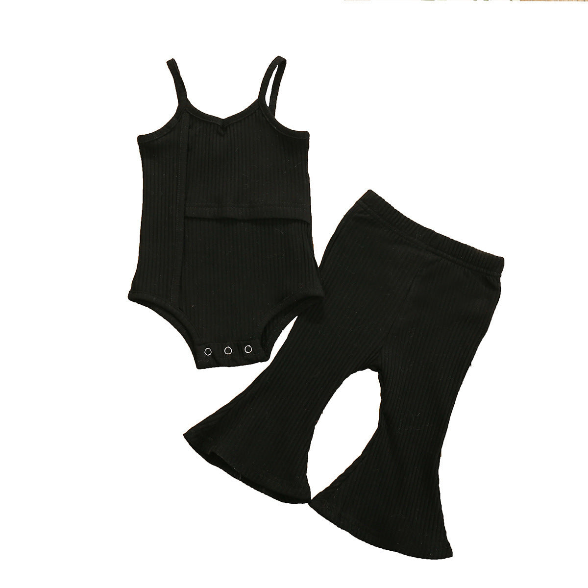 Set Maglia a body   + Pantalone a Zampa per Bimba  Stile Ribbed & Colori Vivaci