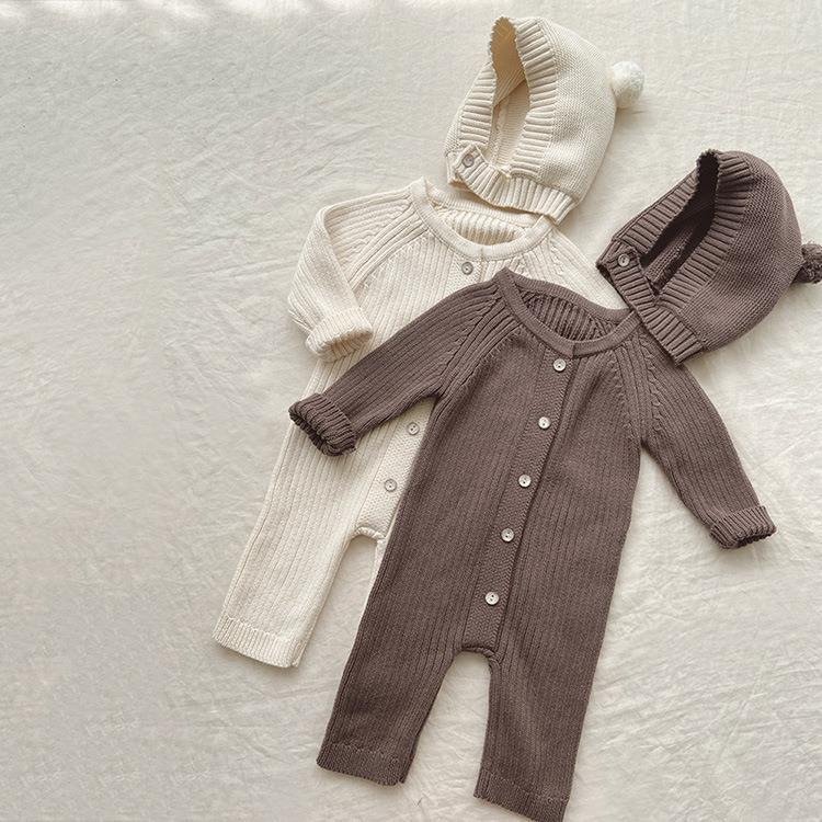 Tutina Neonato/a  in Maglia con Berretto Orsetto