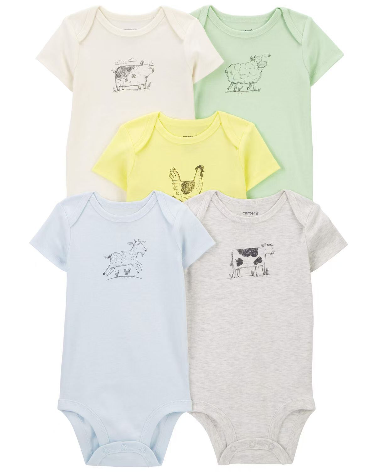 Set 5 Body bimba in Cotone   Fattoria & Colori Pastello
