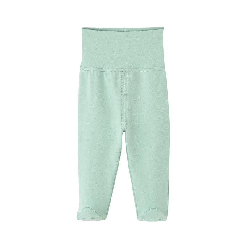 Pantaloni Neonato in Cotone con Piedini  Vita Alta