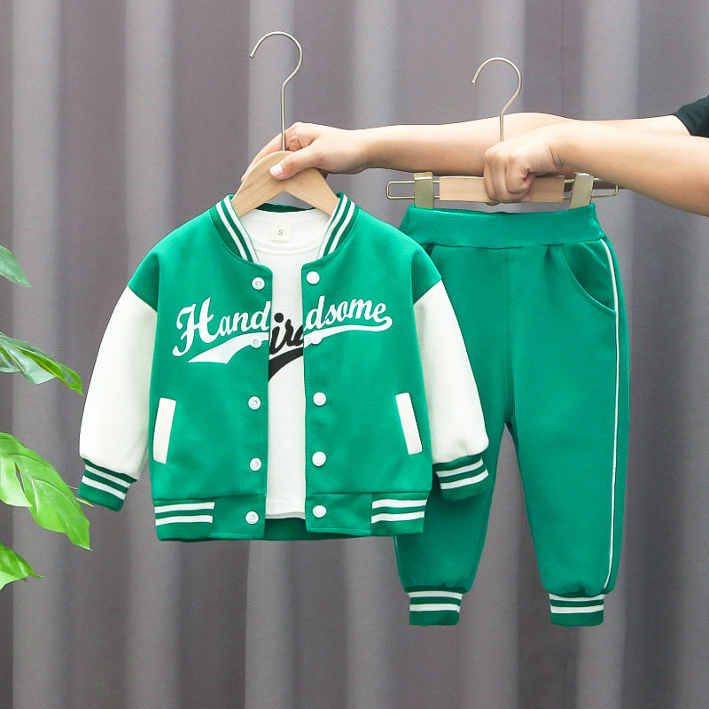 Completo Bimbo stile college con felpa bomber "Handsome" e pantaloni sportivi