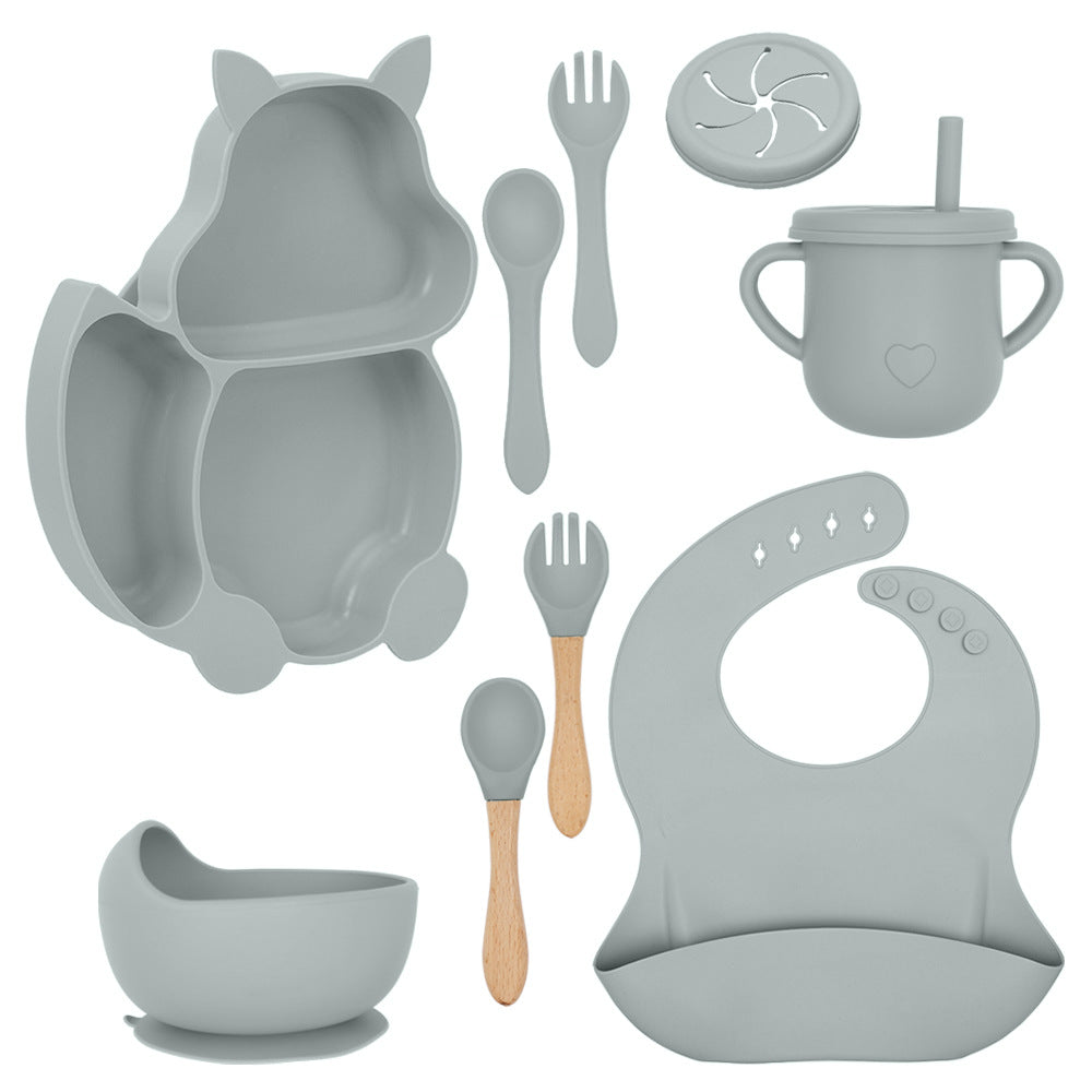 Set Pappa A forma di Scoiattolo in Silicone 9 Pezzi per Bambini – Antiscivolo
