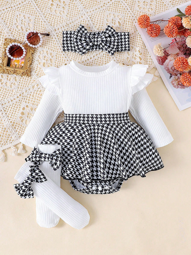 Completo Bambina 4 Pezzi   Vestitino, Calzini e Fascia