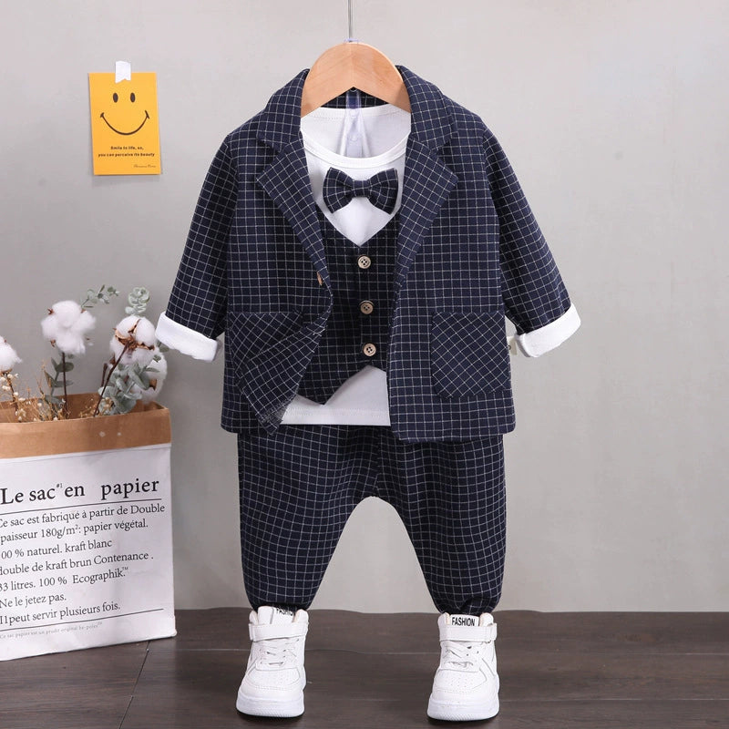 Set Bimbo elegante quadretti – Blu / Grigio / Nero Autunno Inverno