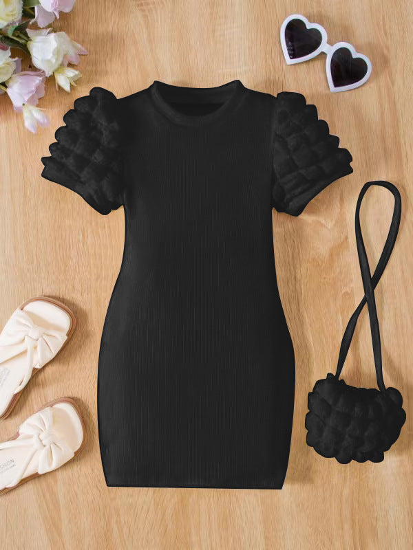 Vestito Elegante Bambina con Maniche a Palloncino