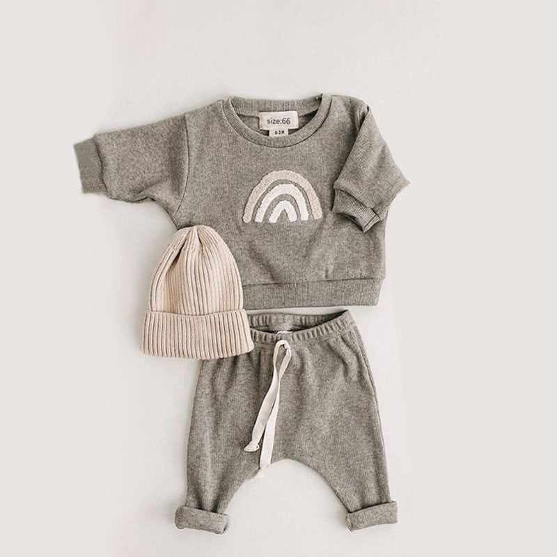 Completo Invernale Neonato 3 Pezzi  Felpa, Pantaloni e Cappellino