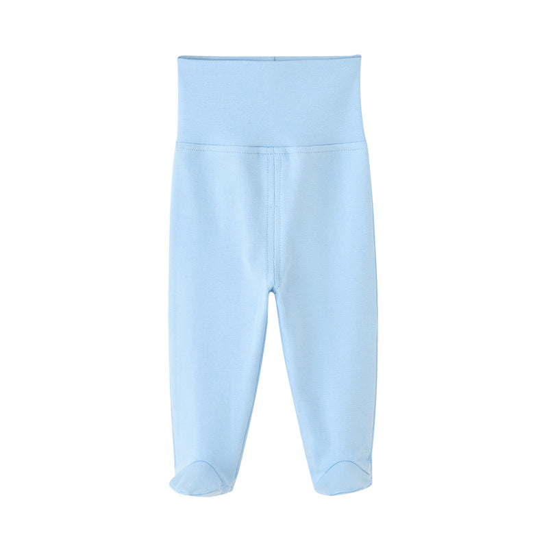 Pantaloni Neonato in Cotone con Piedini  Vita Alta