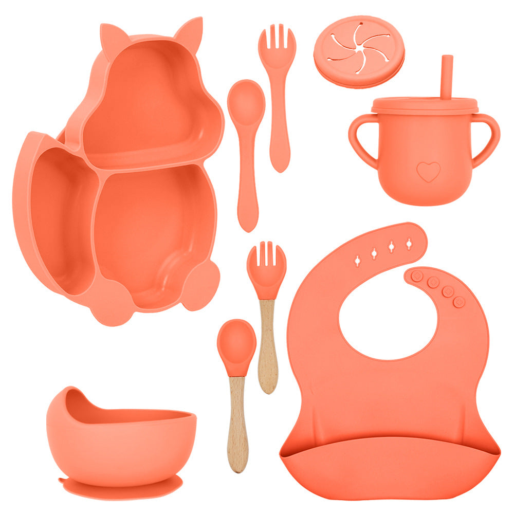 Set Pappa A forma di Scoiattolo in Silicone 9 Pezzi per Bambini – Antiscivolo