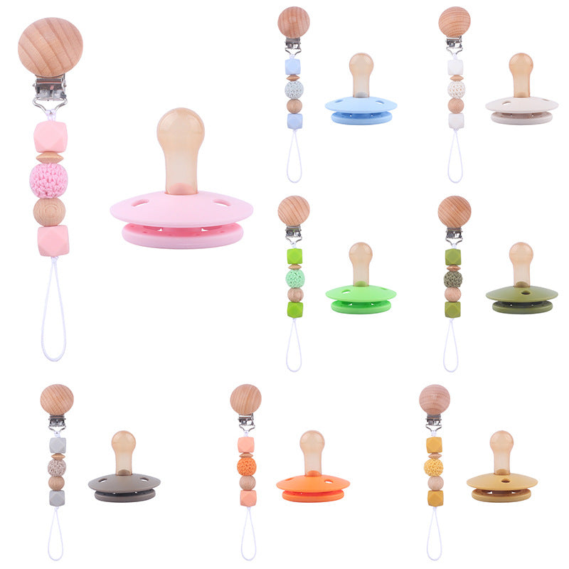 Set Ciuccio e catenina  in Legno e Silicone