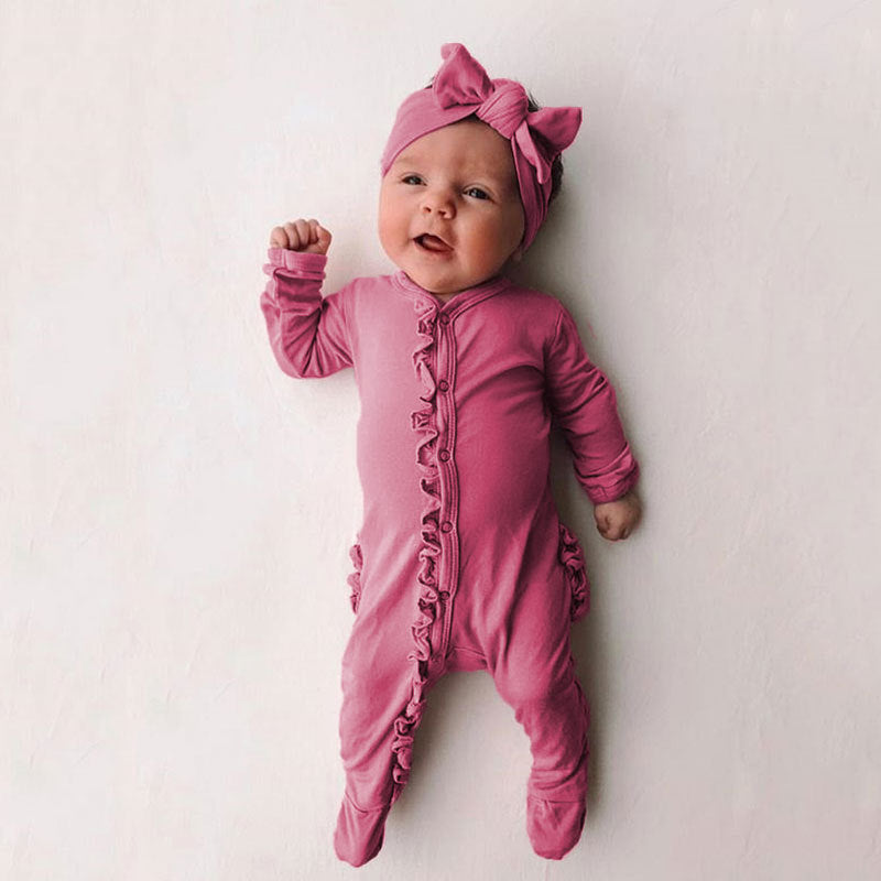 Pagliaccetto Neonata / Bimba con Volant e Fascia Coordinata