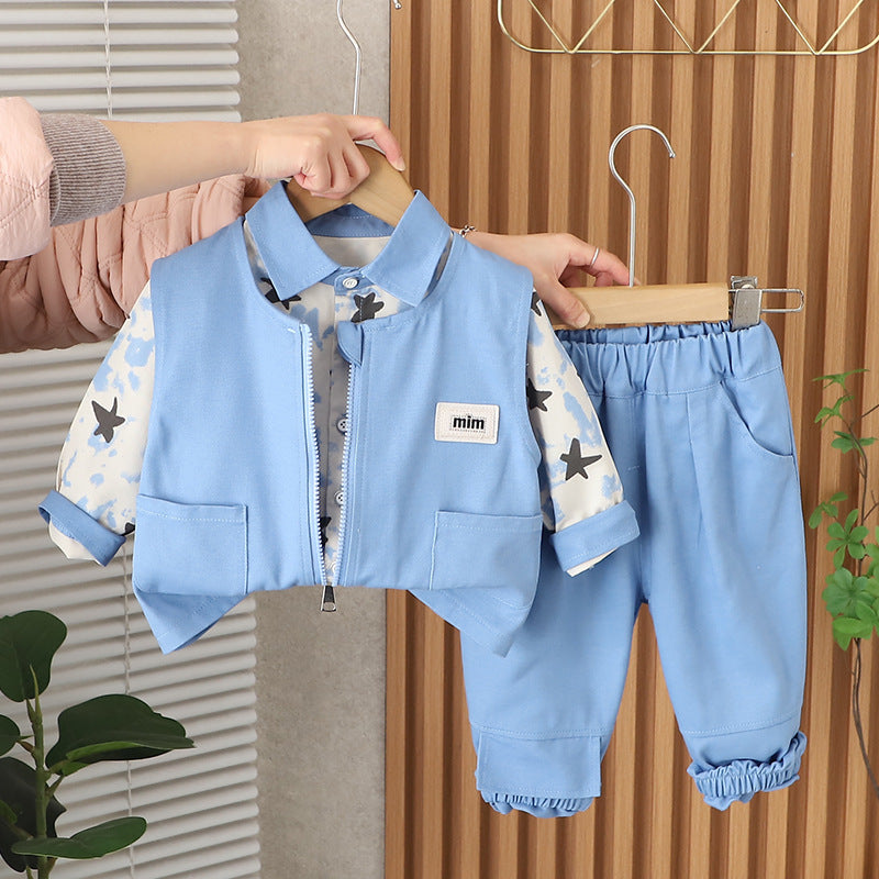 Completo Primaverile Bimbo "Star Style"   Camicia, Gilet e Pantaloni