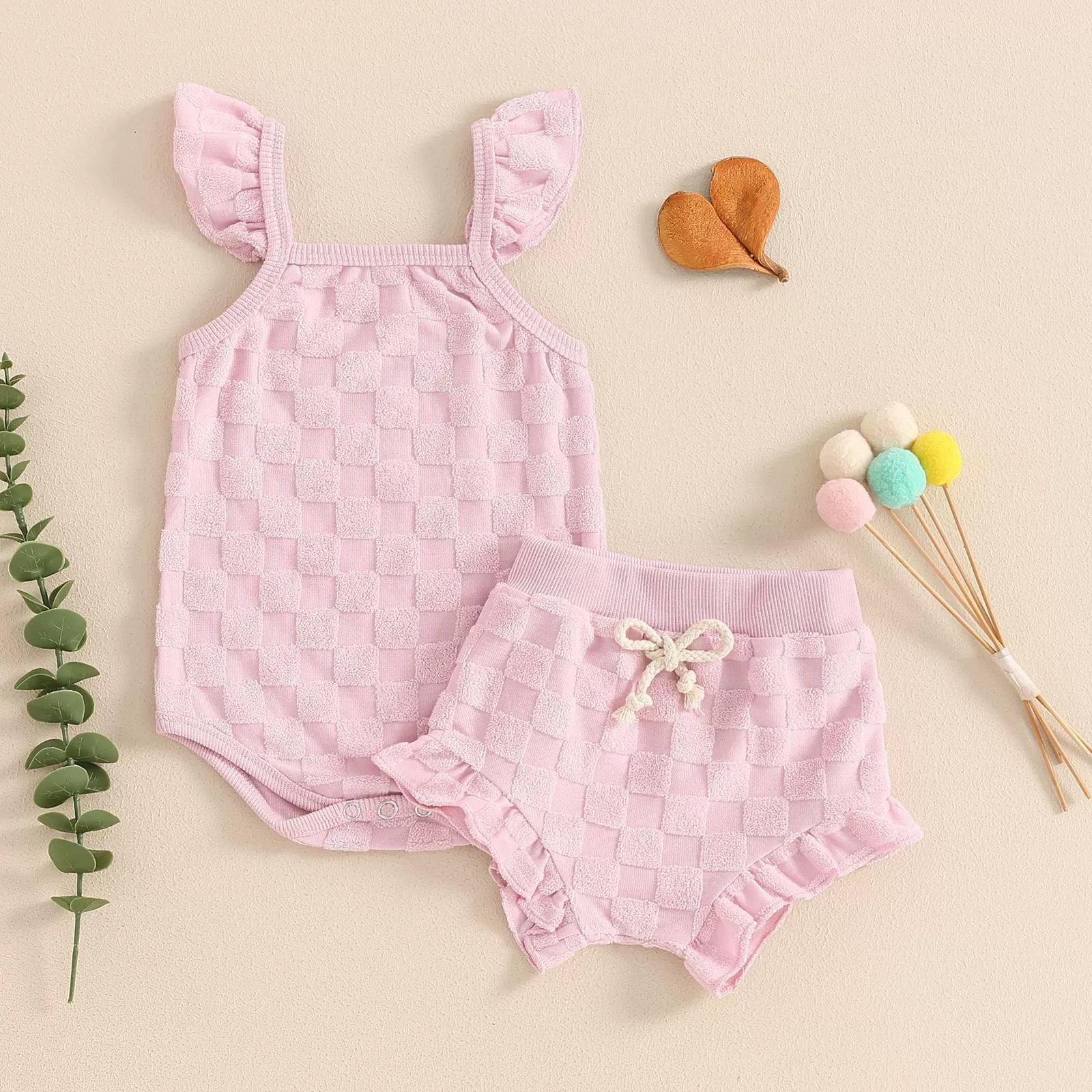 Completo estivo per bambina in maglia lavorata  2pz