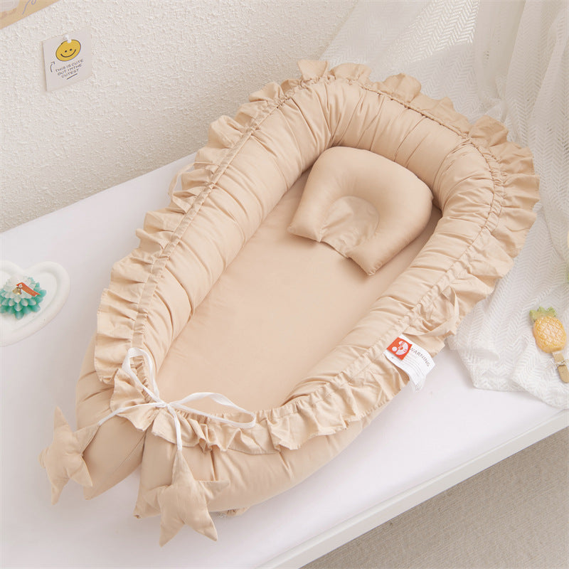 Nido Neonato con Cuscino Antitesta Piatta- Con Volant