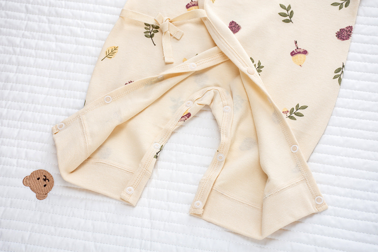 Coordinato Set Neonata/ Bimba  3 pezzi – Fantasia botanica beige