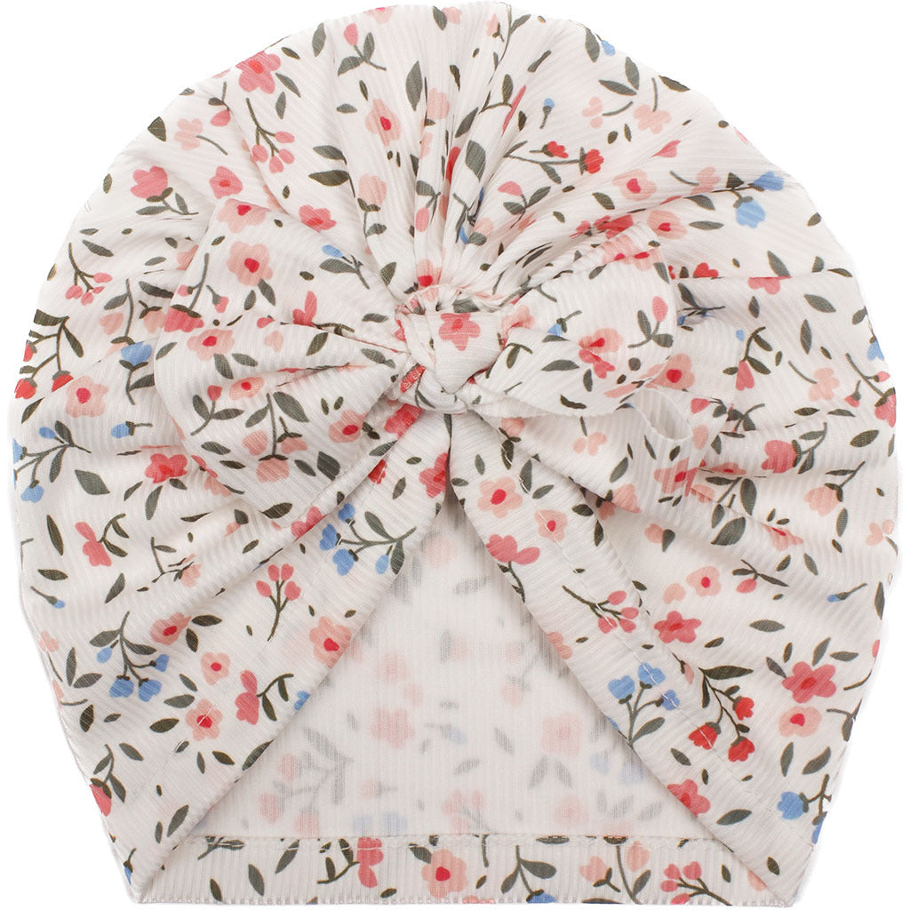 Turbante Neonata con Maxi Fiocco e Stampa Floreale