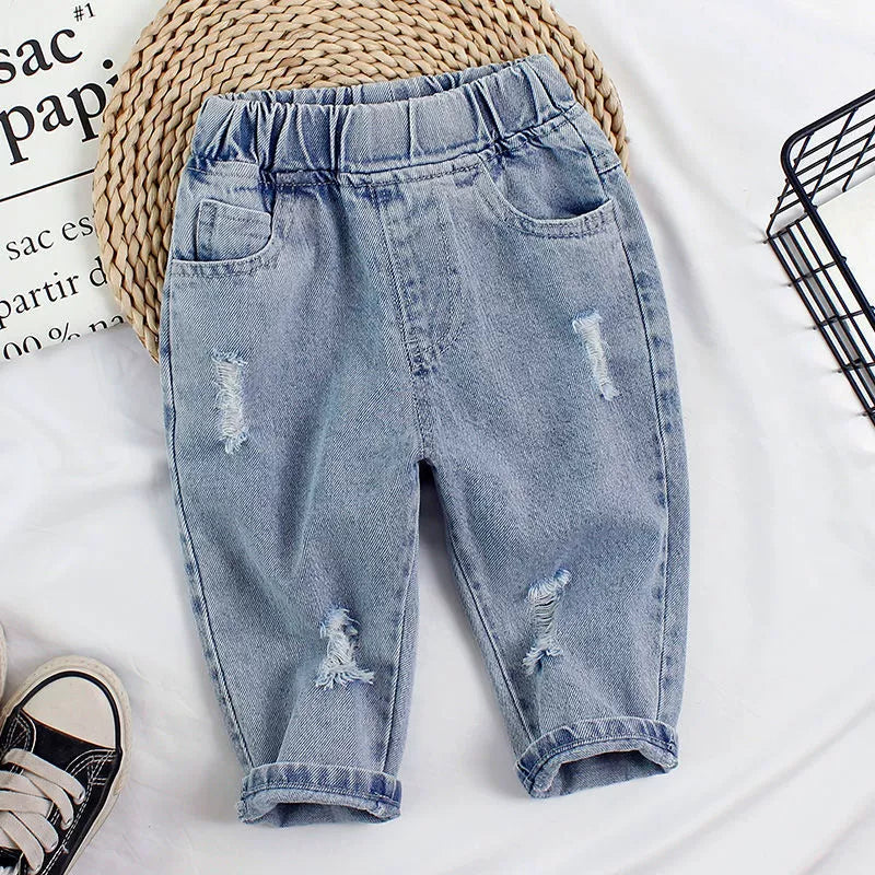 Jeans Bimbo con Strappi Leggeri – Modello Casual Elasticizzato