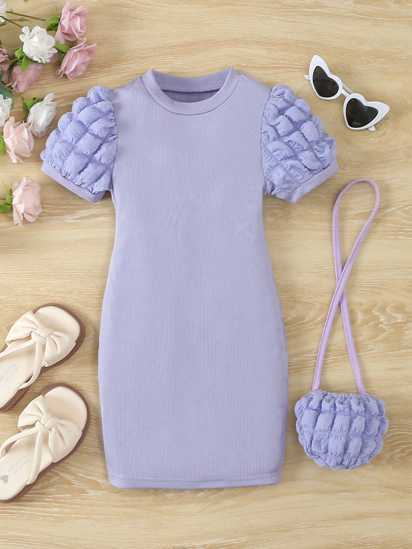 Vestito Elegante Bambina con Maniche a Palloncino