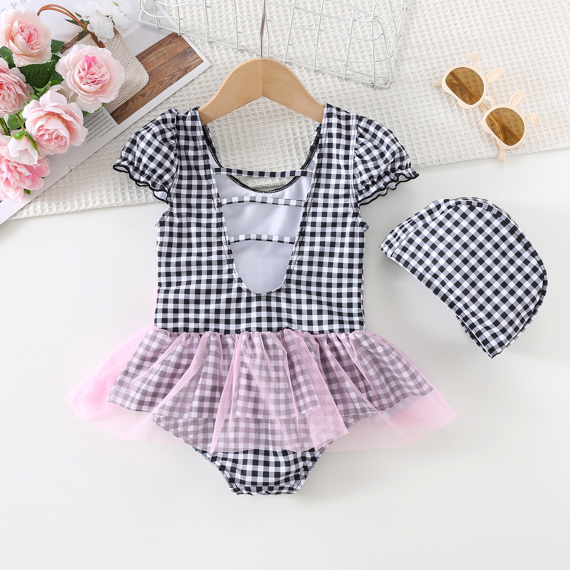 Costume Bimba  con fiocco rosa  e tulle
