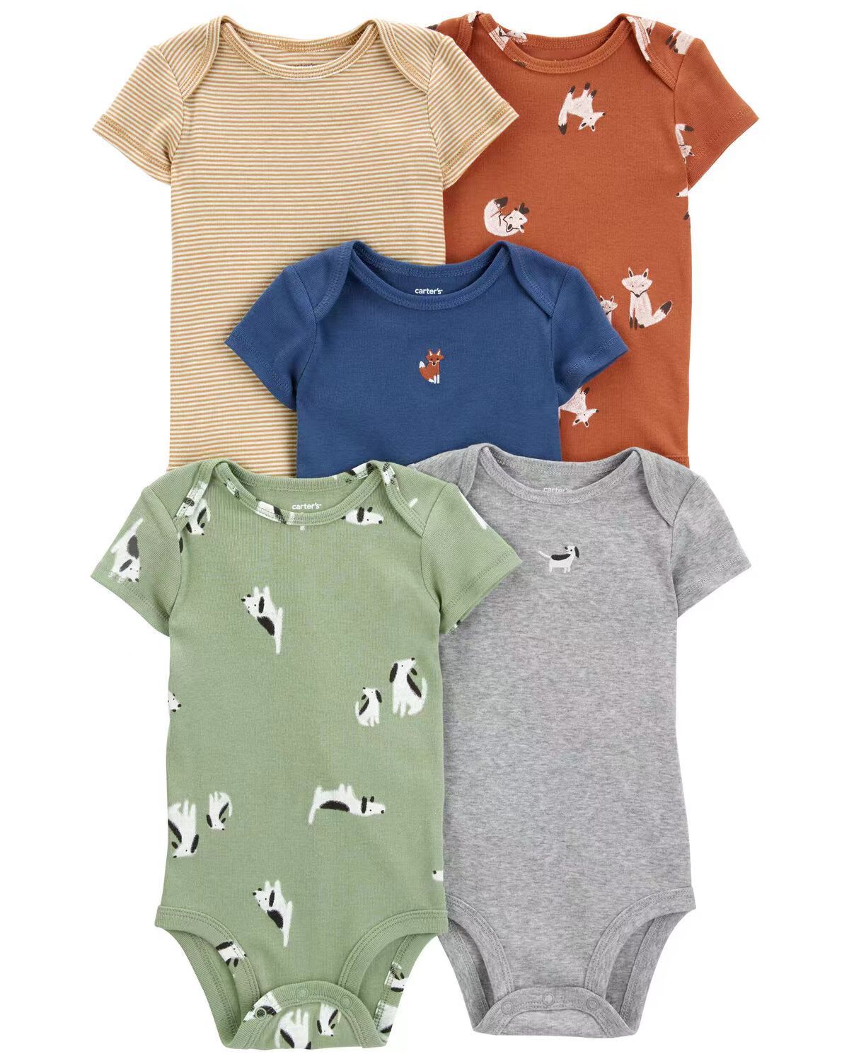 Set 5 Body bimbo  in Cotone – Volpi, Cagnolini & Colori Naturali