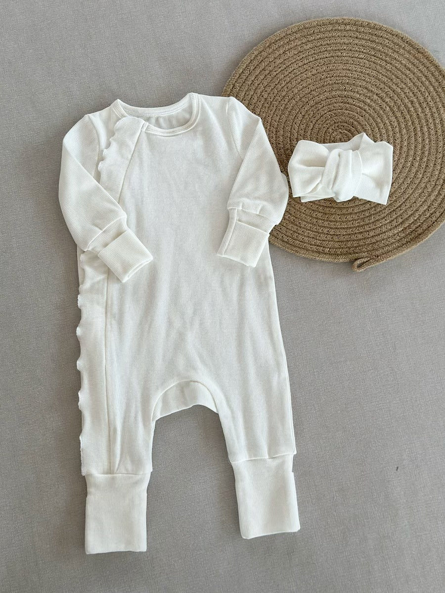 Tutina Bimba  con Volant + Fascia Fiocco  Stile Romantico e Comodo
