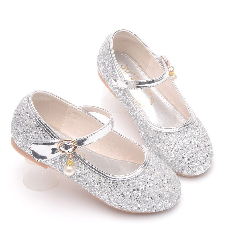 Ballerine Glitter Bambina con Cinturino e Perla