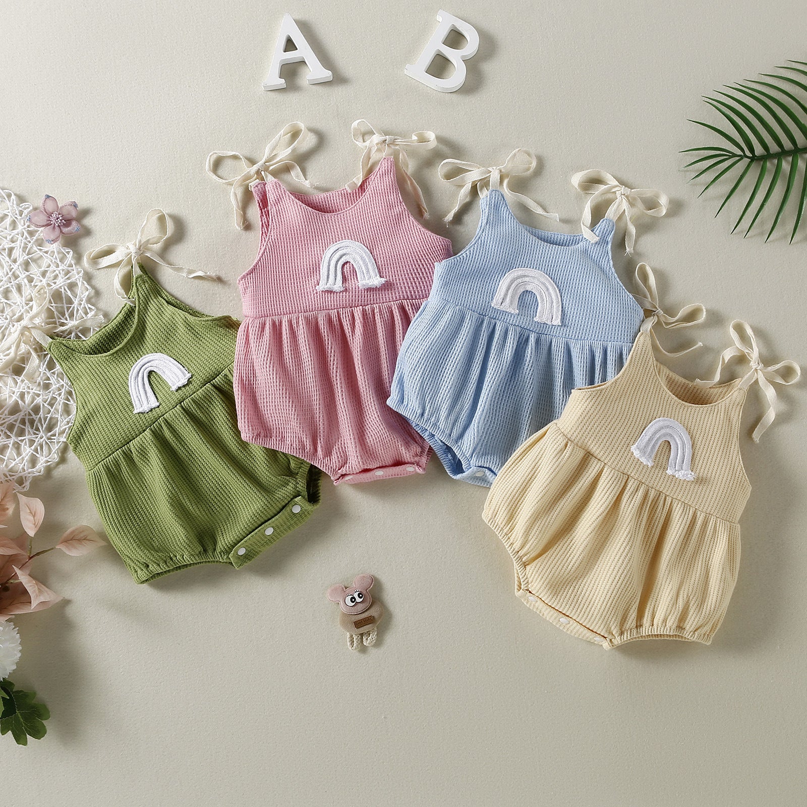 Pagliaccetto  Estivo Bambina/neonata con Arcobaleno e Fiocchi