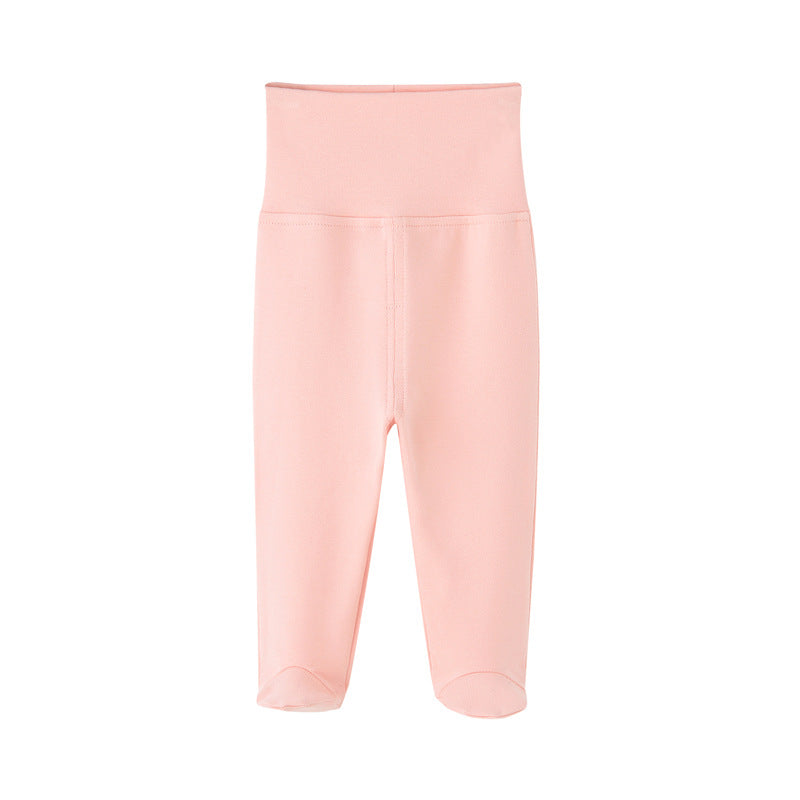 Pantaloni Neonato in Cotone con Piedini  Vita Alta