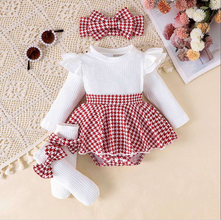 Completo Bambina 4 Pezzi   Vestitino, Calzini e Fascia