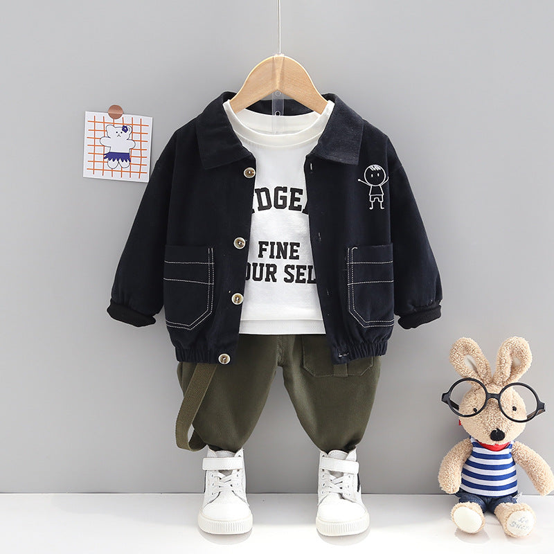 Completo Bimbo "Mini Explorer"   Giacca Nera, T-shirt e Pantaloni