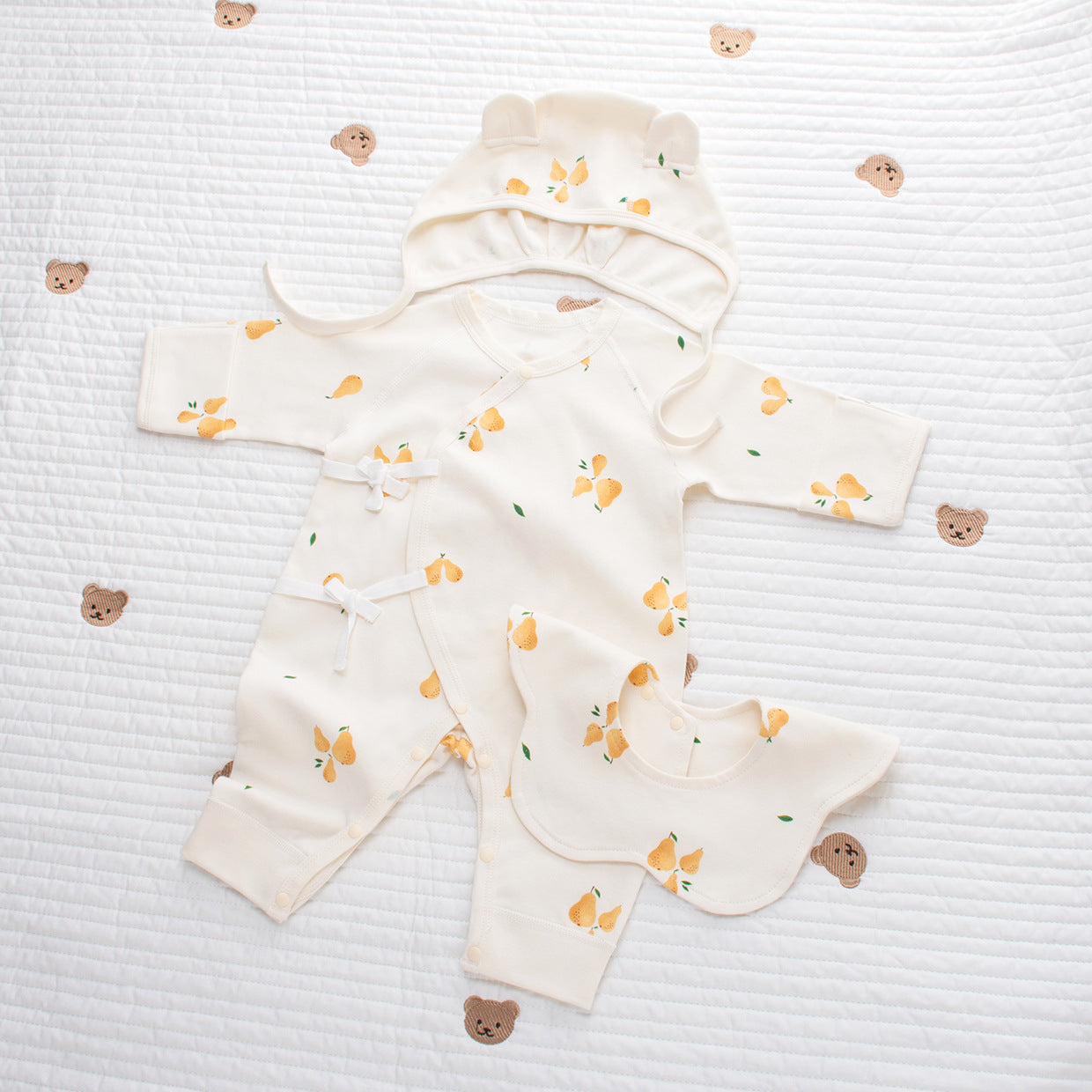 Coordinato Set  Neonata/ Bimba  3 pezzi – Fantasia Frutta