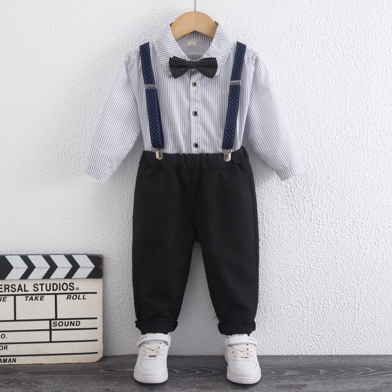 Completo Bimbo Elegante 3 Pezzi con Papillon e Bretelle