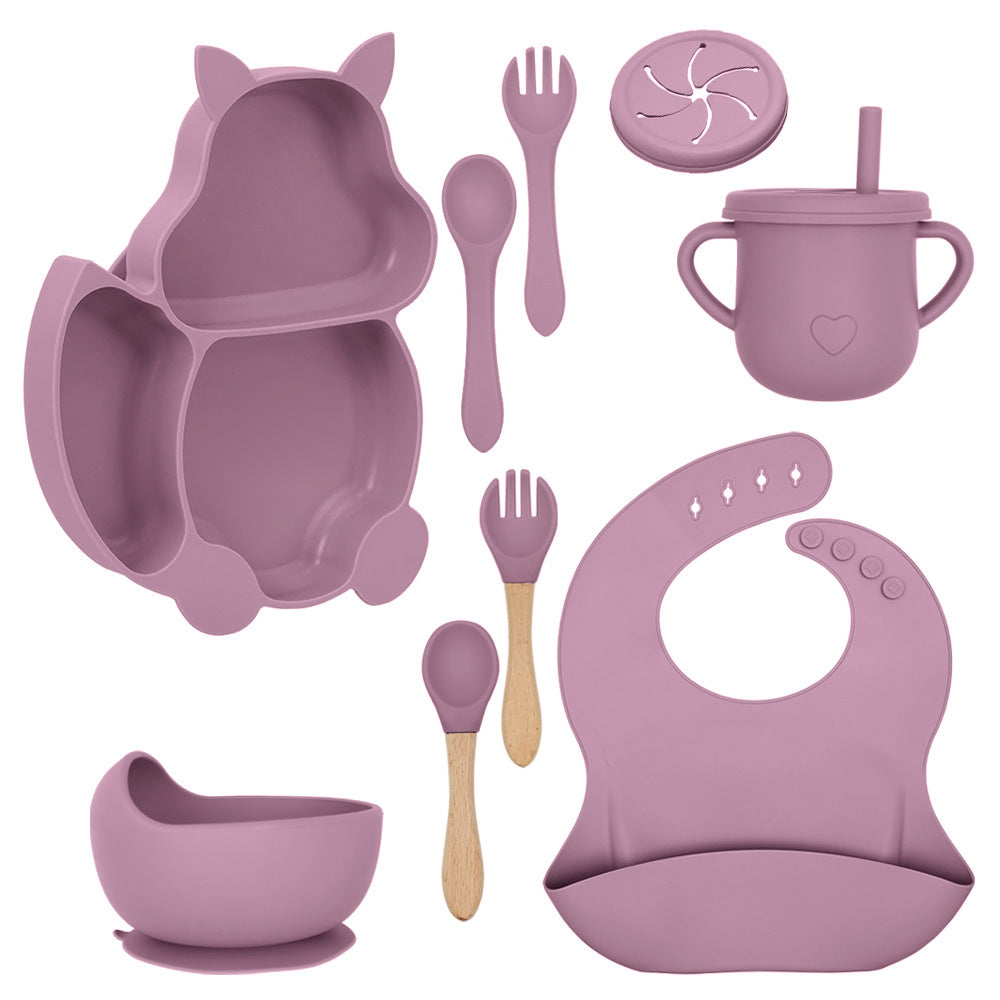 Set Pappa A forma di Scoiattolo in Silicone 9 Pezzi per Bambini – Antiscivolo