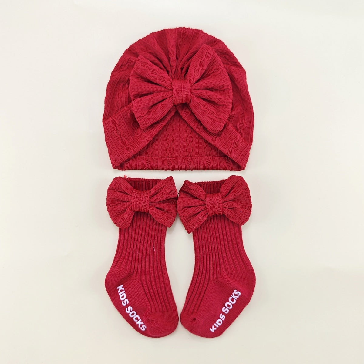Set Cappellino Turbante + Calzini con Fiocco – Neonato