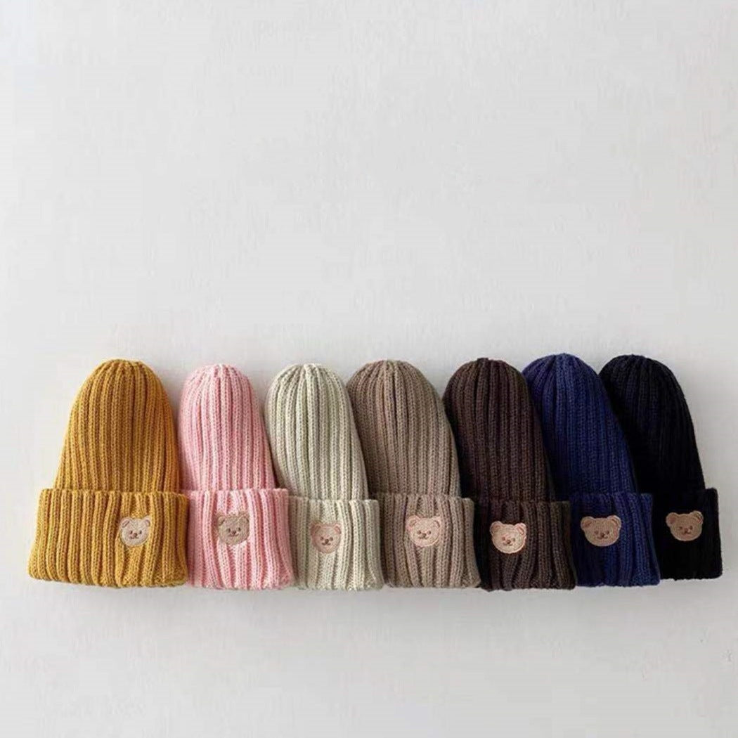 Cappellini bimbo bimba invernali con orsetto