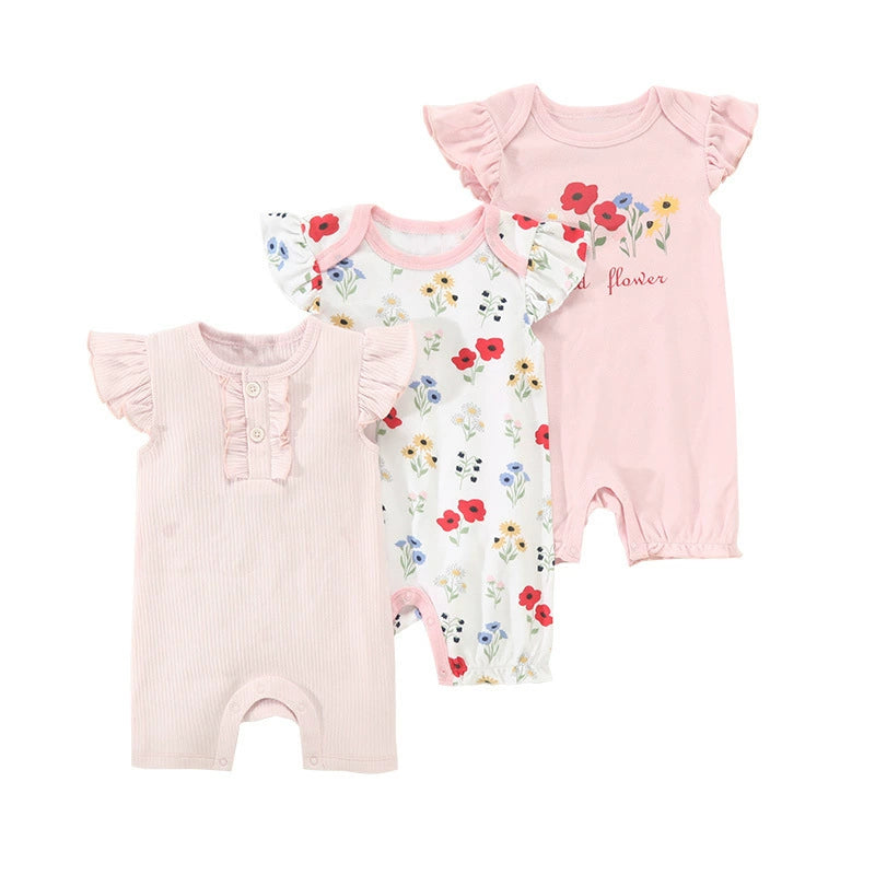 Set 3 Pagliaccetti Estivi per Neonato  Fantasie Colorate