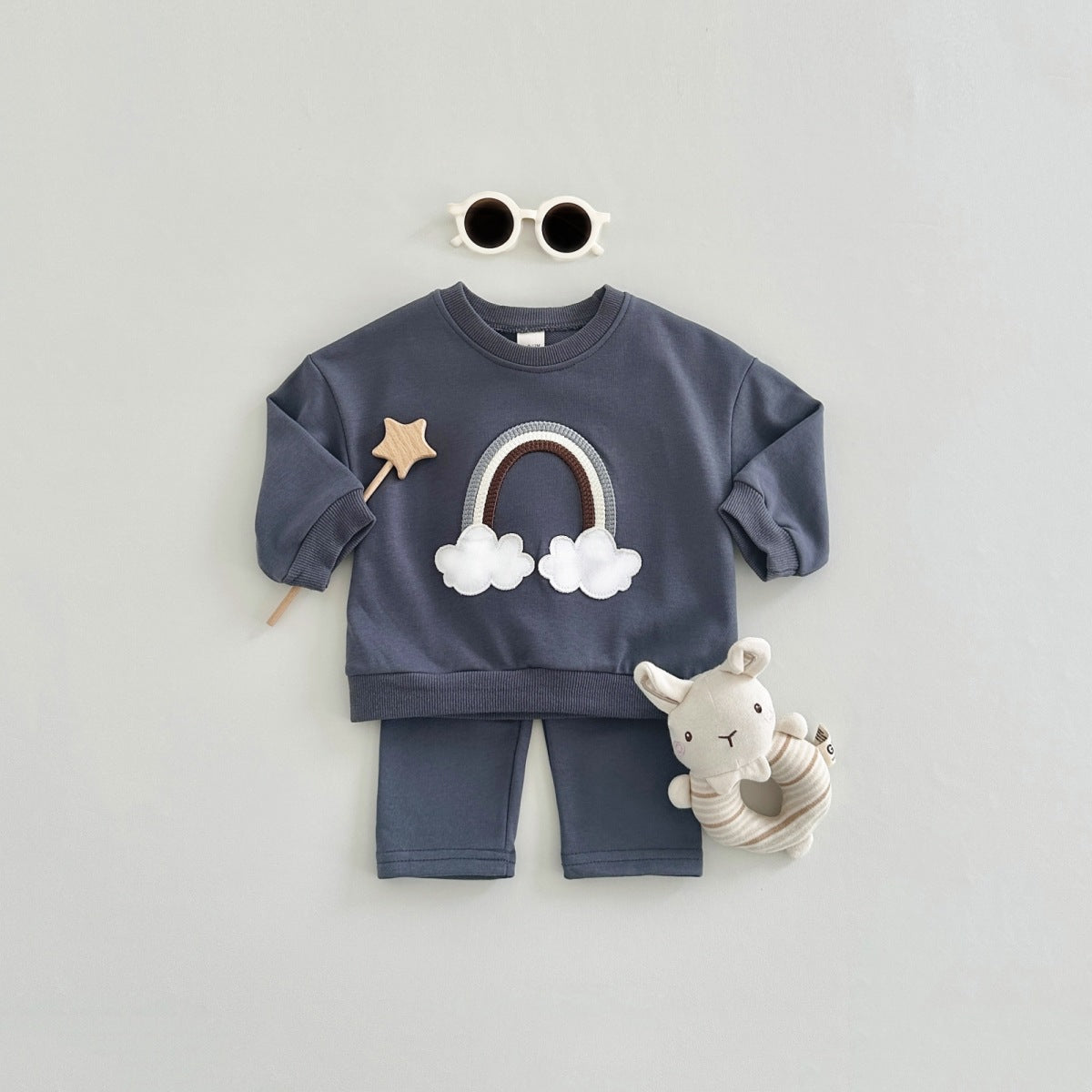 Tuta  Neutro “Arcobaleno & Nuvole”  2 Pezzi Unisex in Cotone Morbido