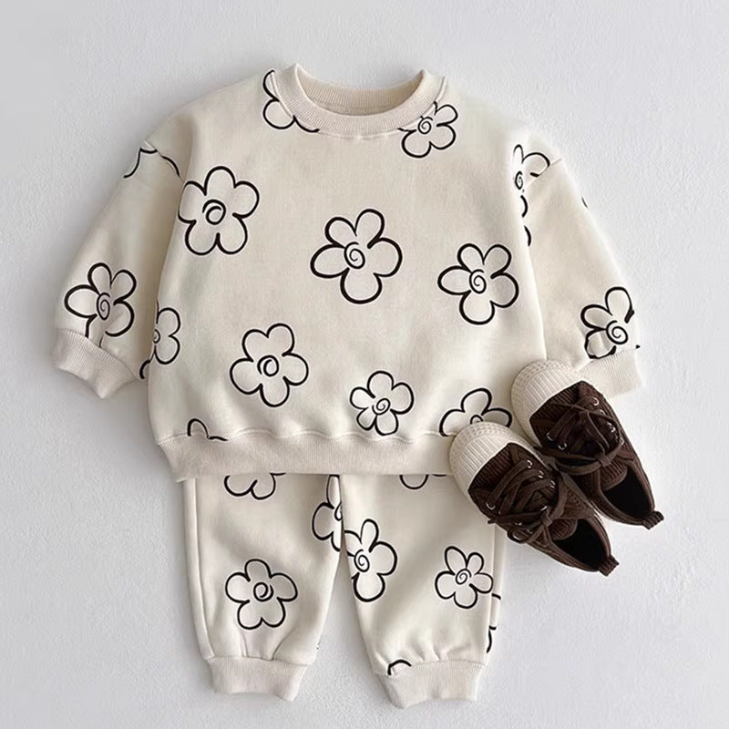 Tuta Bambina in Cotone con Fantasia Floreale