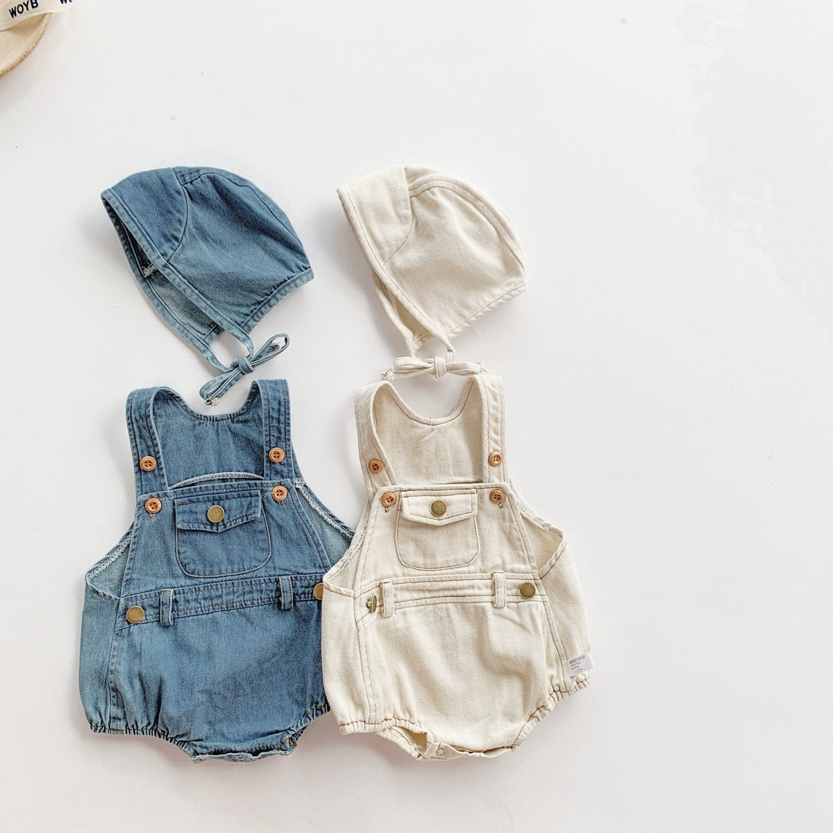 Set Salopette pagliaccetto e Cappello per neonato e bambini in Stile Casual