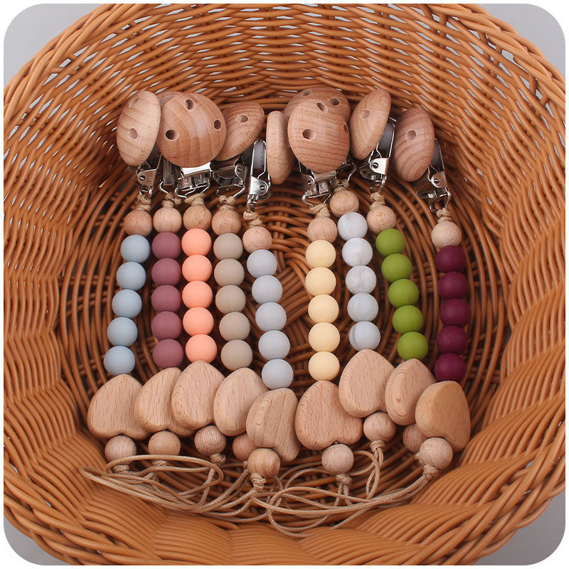 Catenina  in Silicone e Legno Naturale con Clip