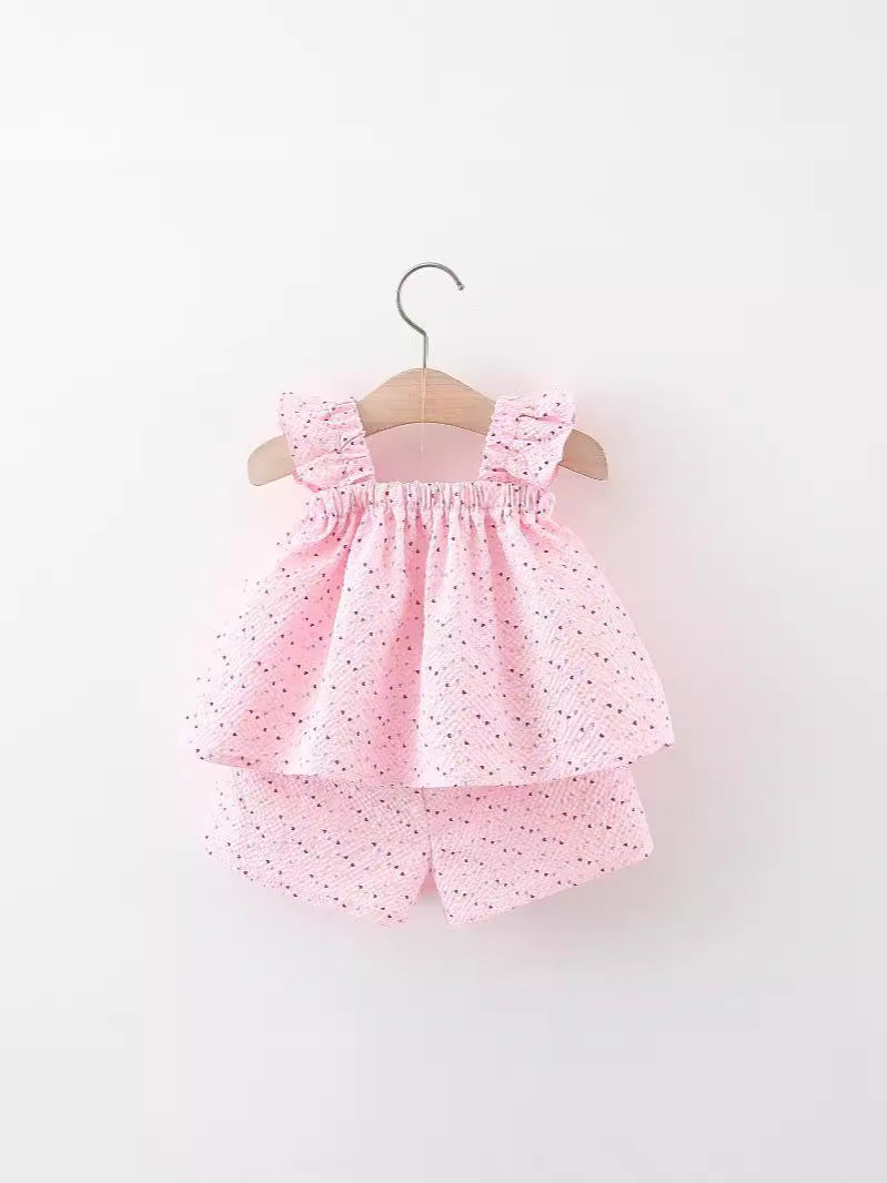 Completo Estivo Bimba Top e Shorts con Fiocco